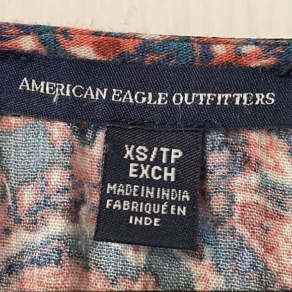 American Eagle Outfitters bohemian paisley mixed print bell sleeve top size XS - Picture 3 of 8